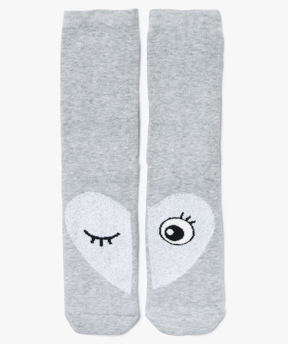 Chaussettes d'intérieur pour femme avec motif coeur pailleté vue1 - GEMO(HOMWR FEM) - GEMO