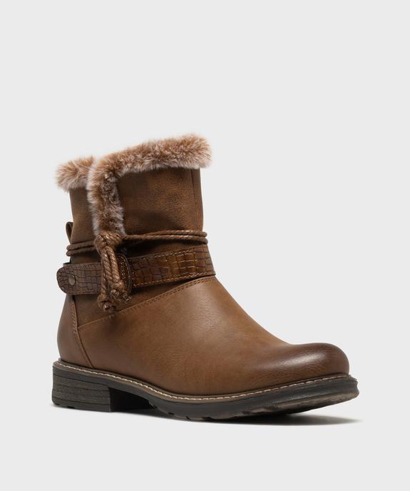 Boots fourrées avec brides cheville femme - Emilia Rosa - EMILIA ROSA Boots fourrées avec brides cheville femme - Emilia Rosa vue2 - EMILIA ROSA - GEMO