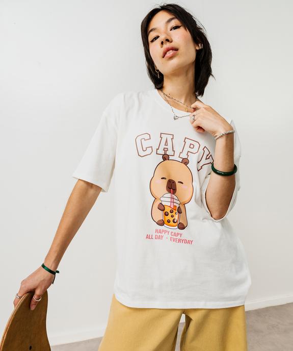 Tee-shirt manches courtes oversize imprimé fille - Capyfun vue1 - CAPYFUN - GEMO