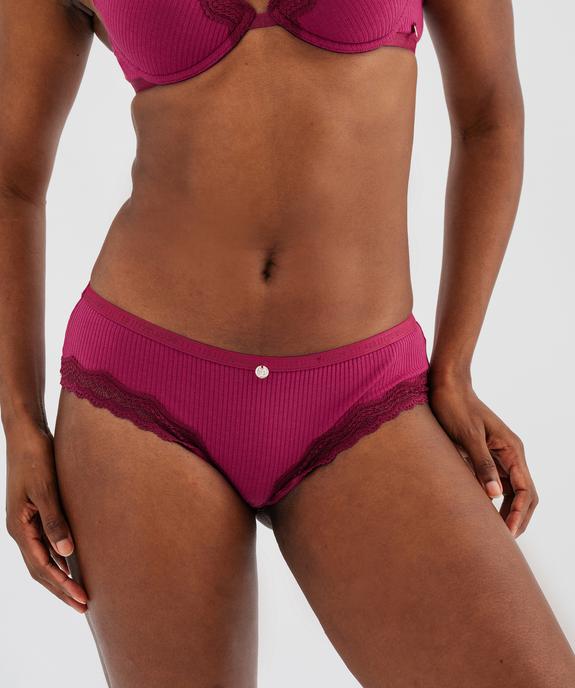 Shorty en maille côtelée avec dentelle femme - LuluCastagnette vue1 - LULUCASTAGNETTE - GEMO