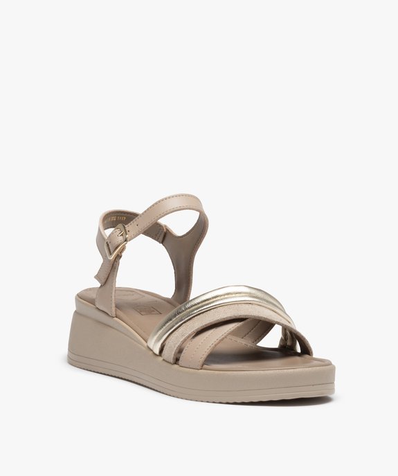 Sandales femme à talon et dessus cuir retourné – Tanéo vue2 - TANEO - GEMO