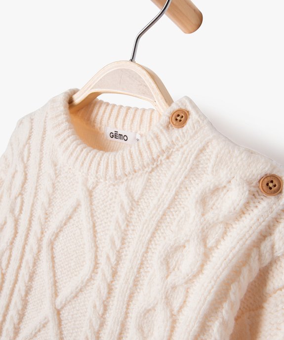 Pull torsadé col rond bébé garçon vue3 - GEMO(BEBE DEBT) - GEMO