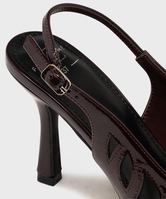 Escarpins slingback vernis à talon fin et détails ajourés - Follow Me vue6 - FOLLOW ME - GEMO