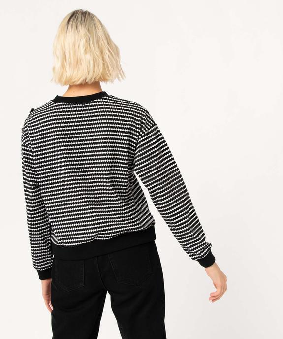 Sweat femme à motifs graphiques avec boutons sur l’épaule vue3 - GEMO(FEMME PAP) - GEMO