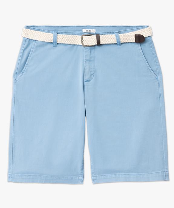 Bermuda chino en coton stretch coloris unique avec ceinture homme vue4 - GEMO (HOMME) - GEMO