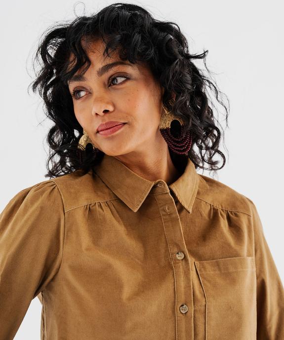 Chemise en velours avec fronces femme - LuluCastagnette vue2 - LULUCASTAGNETTE - GEMO
