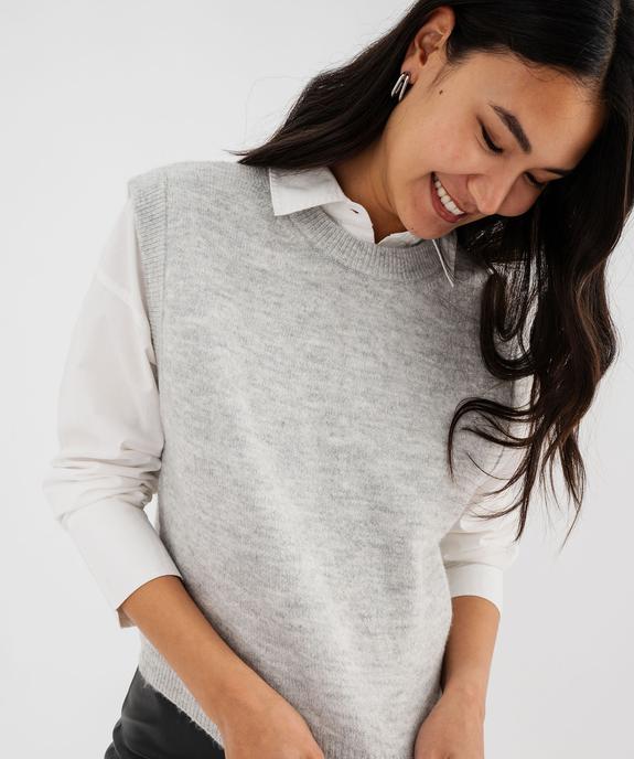 Pull sans manches chiné avec de la laine femme vue2 - GEMO(FEMME PAP) - GEMO