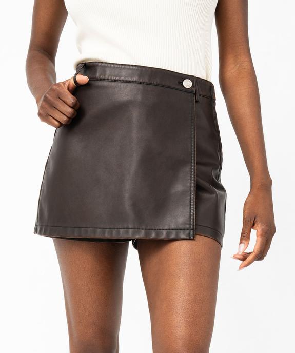 Jupe short en matière synthétique cuir imitation femme vue2 - GEMO(FEMME PAP) - GEMO
