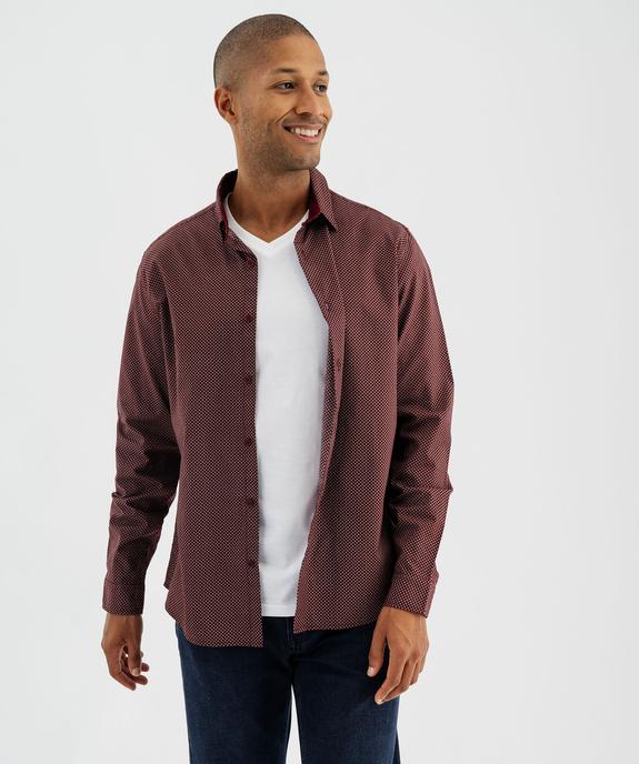 Chemise manches longues à micro-motifs homme vue2 - GEMO 4G HOMME - GEMO