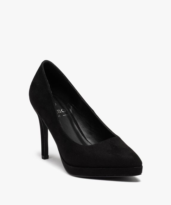 Escarpins femme unis à talon haut en suédine vue2 - GEMO(URBAIN) - GEMO