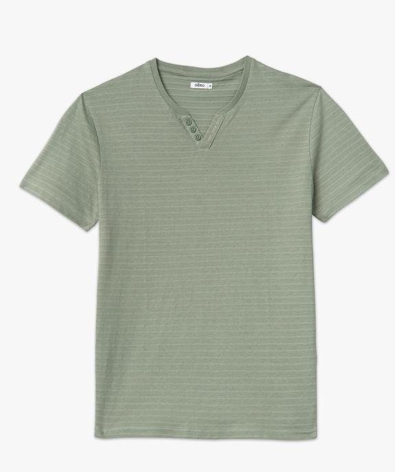 Tee-shirt manches courtes col fantaisie à rayures jacquard homme vue4 - GEMO (HOMME) - GEMO