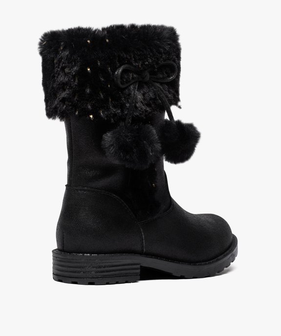 Bottines filles zippées à col duveteux et pompons vue4 - GEMO (ENFANT) - GEMO