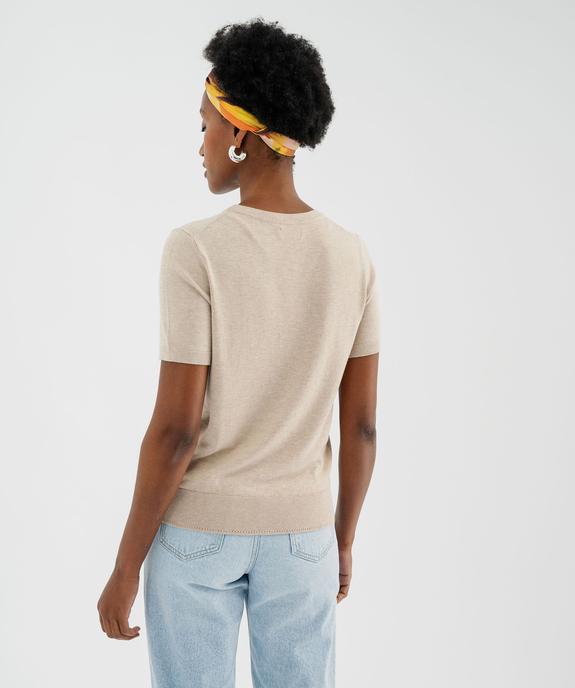 Pull à manches courtes en maille fine et fluide femme vue3 - GEMO 4G FEMME - GEMO