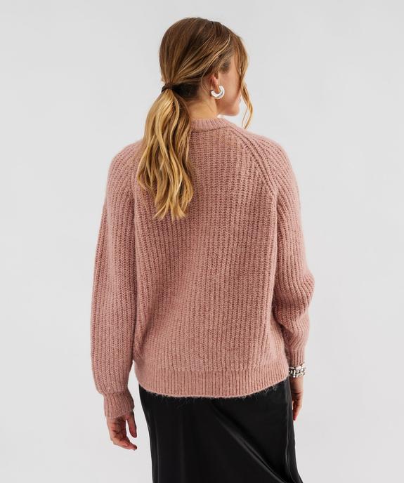 Gilet à col rond en grosse maille femme vue3 - GEMO 4G FEMME - GEMO