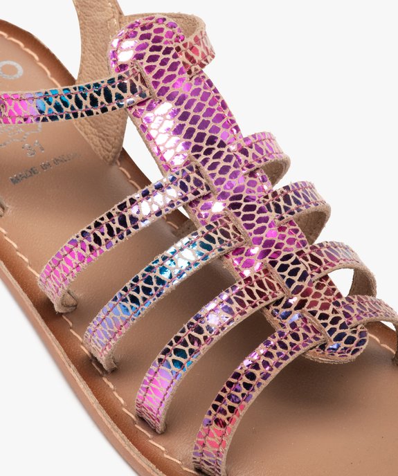 Sandales fille style spartiates multicolores cuir brillant vue6 - GEMO (ENFANT) - GEMO