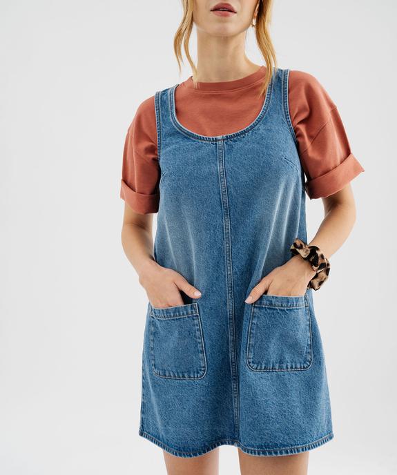 Robe en jean forme chasuble femme vue3 - GEMO(FEMME PAP) - GEMO