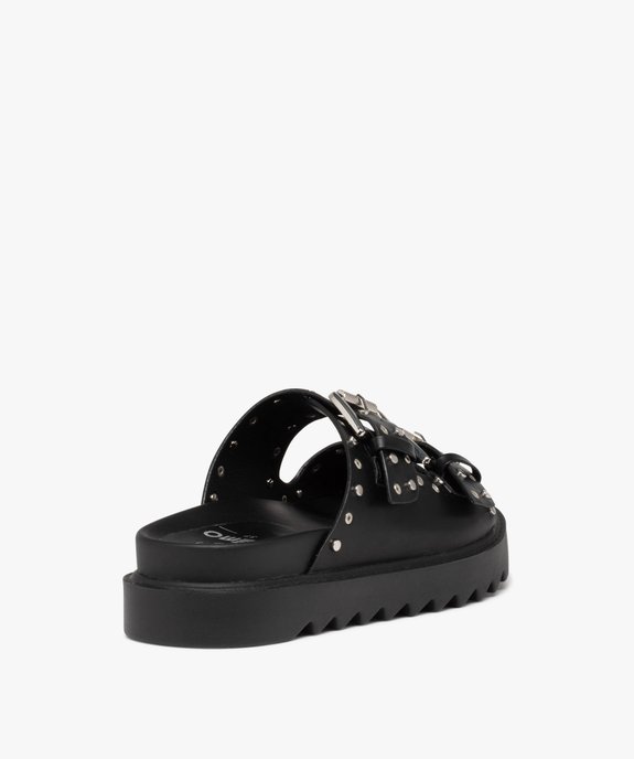 Mules femme à larges brides à boucle et clous métalliques vue4 - GEMO (CASUAL) - GEMO