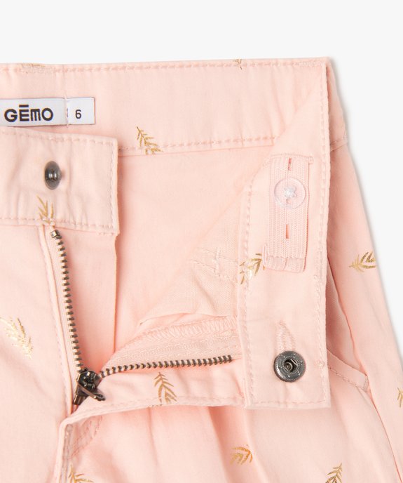 Short fille large en toile de coton avec motifs scintillants vue2 - GEMO 4G FILLE - GEMO