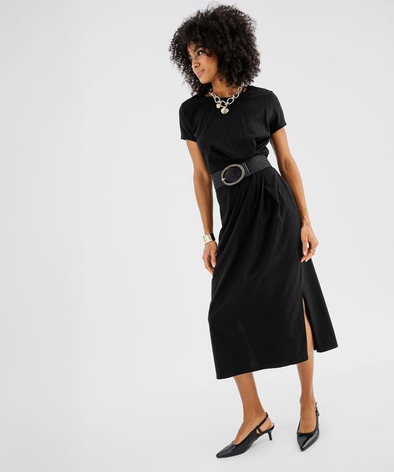 Robe longue manches courtes en maille femme vue1 - GEMO(FEMME PAP) - GEMO