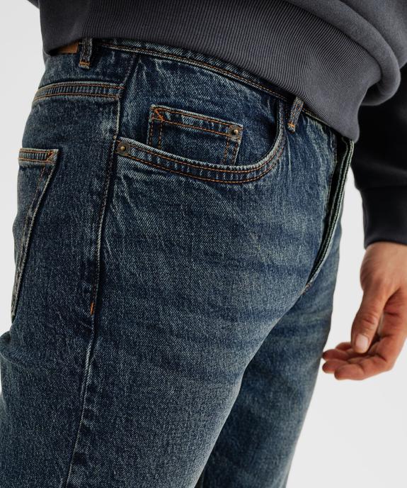 Jean straight en denim stretch délavé homme vue3 - GEMO 4G HOMME - GEMO