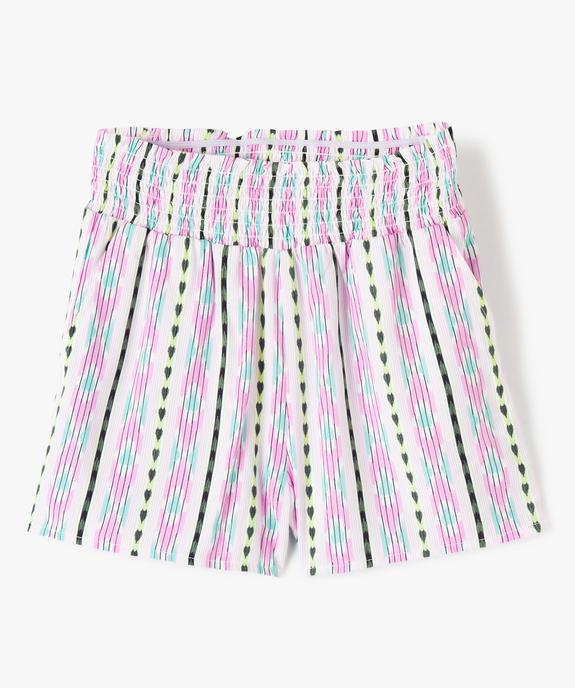 Short fille léger à taille smockée vue1 - GEMO (JUNIOR) - GEMO