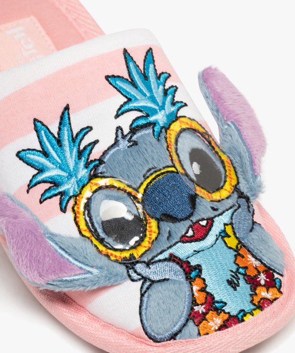 Chaussons mules plates en textile motif en relief fille - Stitch vue6 - LILO & STITCH - GEMO