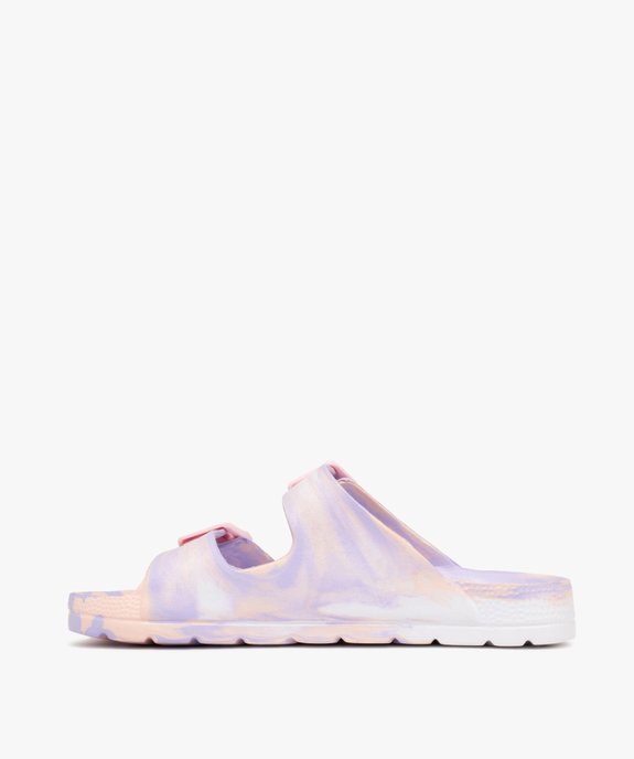Mules de piscine fille à double brides à boucle tie and dye vue3 - GEMO (PLAGE) - GEMO
