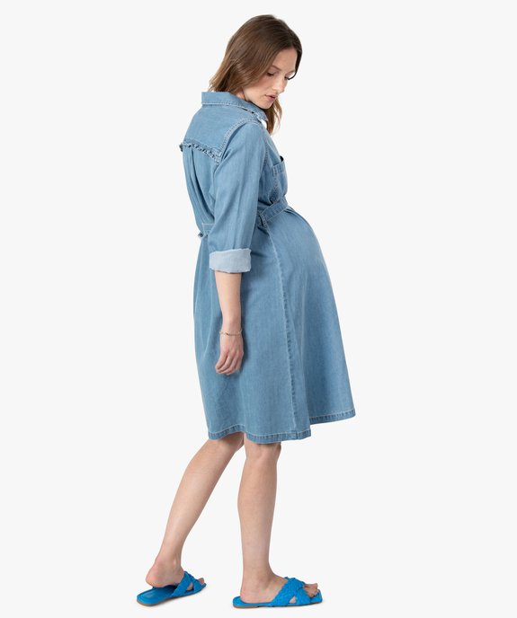 Robe de grossesse en jean à manches longues vue3 - GEMO (MATER) - GEMO