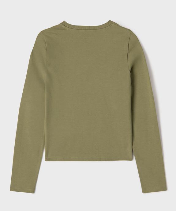 Tee-shirt manches longues coupe courte avec devant froncé fille vue3 - GEMO 4G FILLE - GEMO