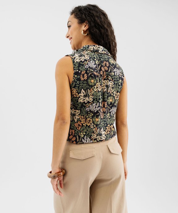 Chemise sans manches imprimée avec nœud dans le bas femme vue3 - GEMO 4G FEMME - GEMO