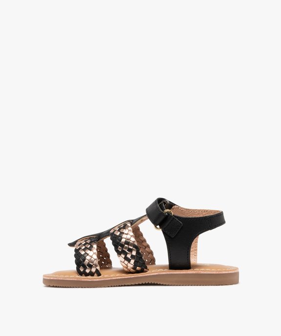 Sandales en cuir à larges brides tressées fille - Tanéo vue3 - TANEO GEMO FOR GOOD - GEMO