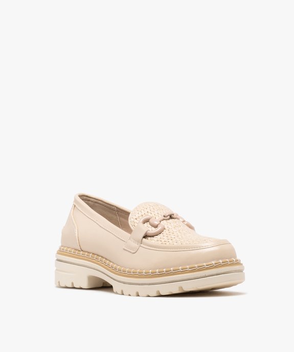 Mocassins chunky avec dessus aspect raphia femme vue2 - FOLLOW ME - GEMO