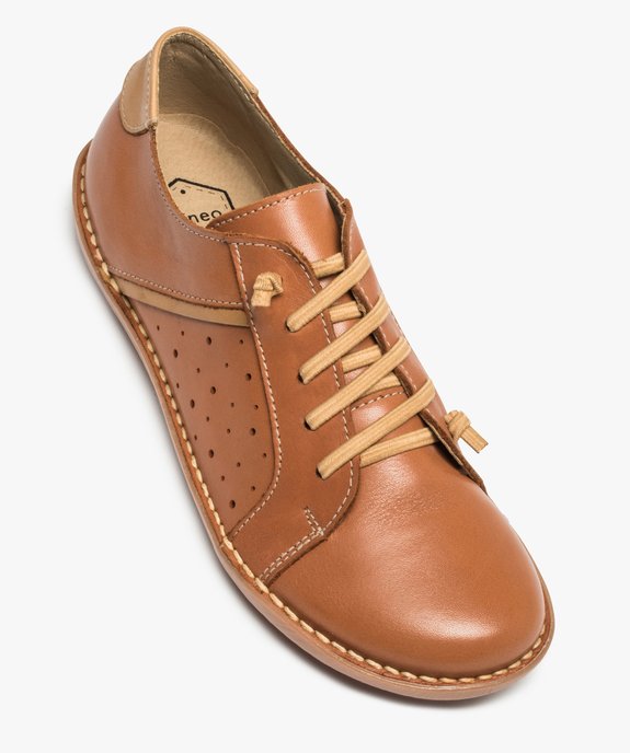 Derbies femme dessus cuir uni à lacet élastiqué - Tanéo vue5 - TANEO - GEMO