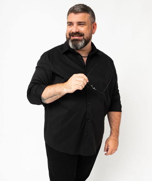 Chemise manches longues coupe droite en coton stretch homme vue8 - GEMO 4G HOMME - GEMO