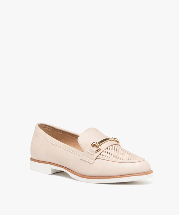 Mocassins femme unies à bout amande perforé  vue2 - GEMO (CASUAL) - GEMO