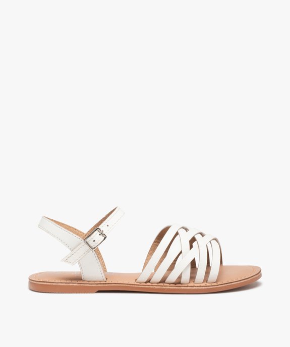 Sandales fille à fines lanières en cuir uni vue1 - GEMO (ENFANT) - GEMO