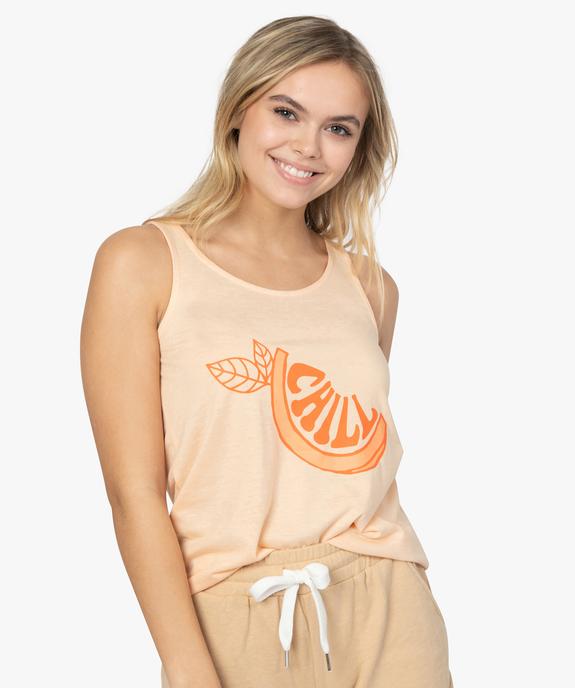 Débardeur femme en maille fluide à motifs et dos rallongé vue1 - GEMO(FEMME PAP) - GEMO