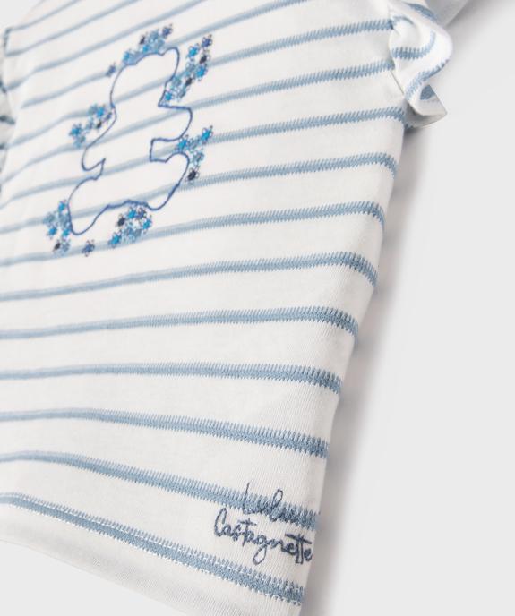 Tee-shirt rayé à manches courtes volantées bébé fille - LuluCastagnette vue2 - LULUCASTAGNETTE - GEMO