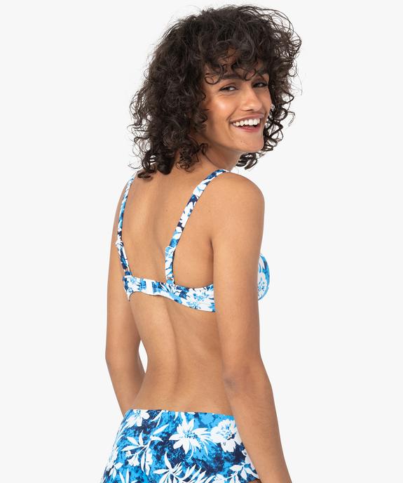 Haut de maillot de bain femme forme brassière à motifs fleuris vue2 - GEMO 4G FEMME - GEMO