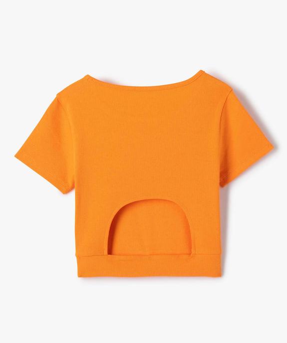 Tee-shirt fille en maille côtelée coupe courte vue4 - GEMO (JUNIOR) - GEMO