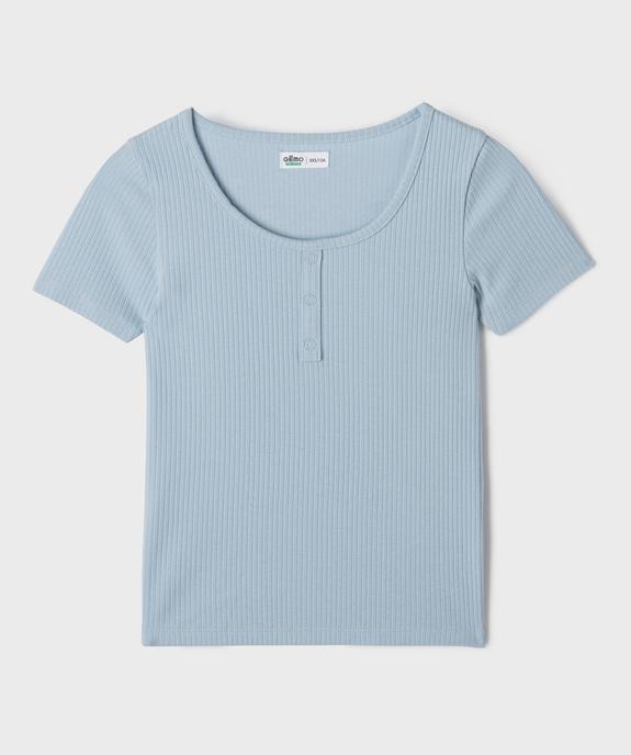 Tee-shirt manches courtes en maille côtelée fille vue1 - GEMO 4G FILLE - GEMO