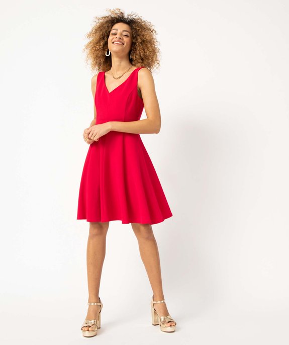 Robe femme avec col V et brides croisées dans le dos vue2 - GEMO(FEMME PAP) - GEMO