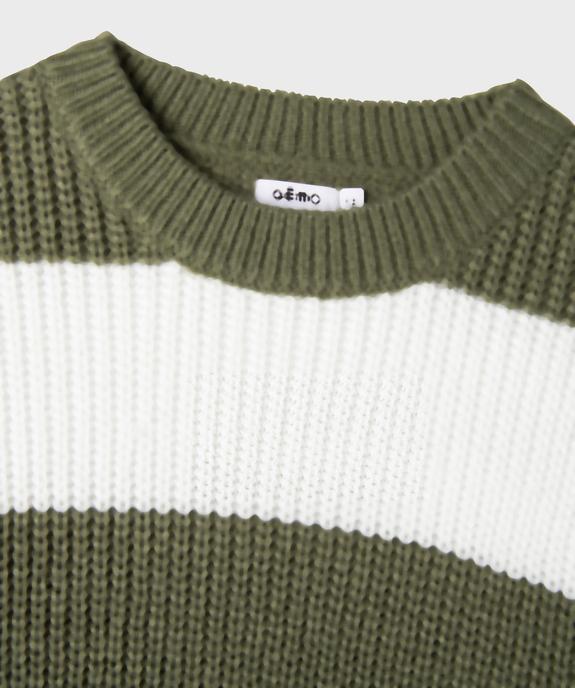 Pull ample et court à rayures en grosse maille fille vue2 - GEMO (JUNIOR) - GEMO