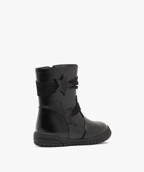 Boots fille fourrées et vernies à zip avec étoiles à paillettes vue5 - LOVELY WINGS - GEMO