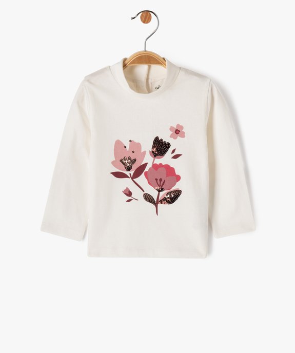 Tee-shirt manches longues et col roulé imprimé bébé fille vue1 - GEMO(BEBE DEBT) - GEMO