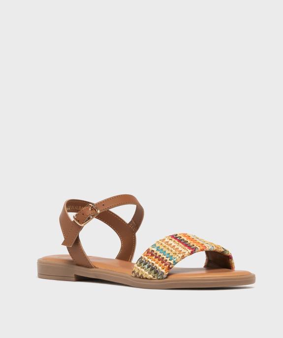 Sandales plates avec bride effet raphia femme - Follow Me vue2 - FOLLOW ME - GEMO