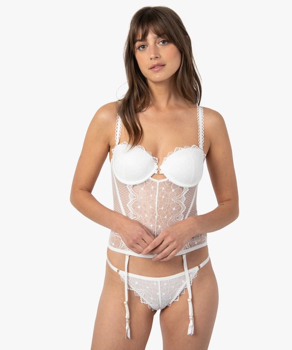 Guêpière en dentelle avec jarretières amovibles vue3 - GEMO(HOMWR FEM) - GEMO