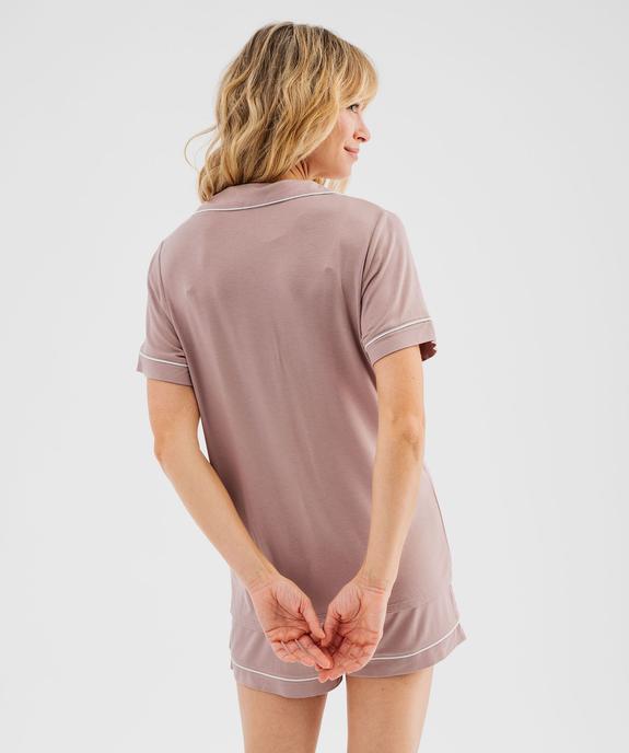 Pyjashort fluide avec haut chemise femme vue1 - GEMO 4G FEMME - GEMO