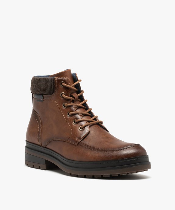 Boots à lacets et zip avec col en textile homme vue3 - GEMO (CASUAL) - GEMO