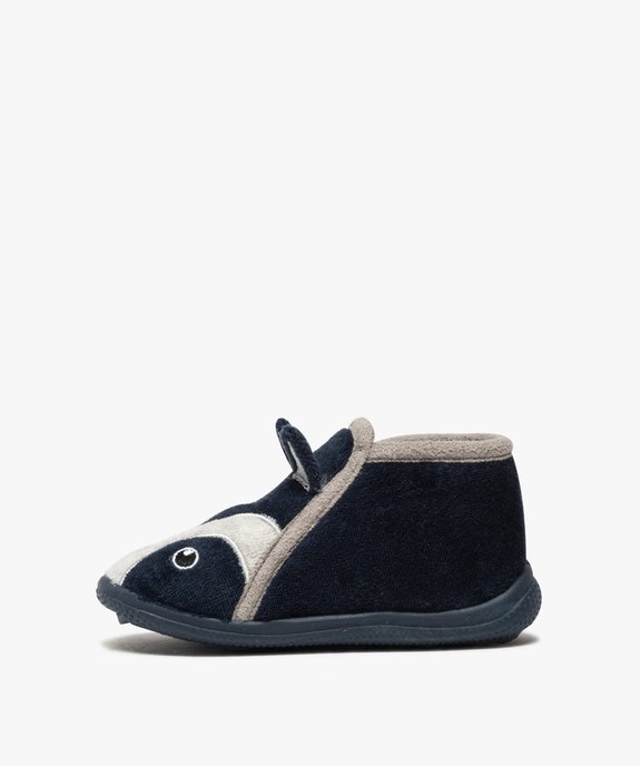 Chaussons bébé garçon bottillons velours avec tête de loup vue3 - GEMO 4G BEBE - GEMO